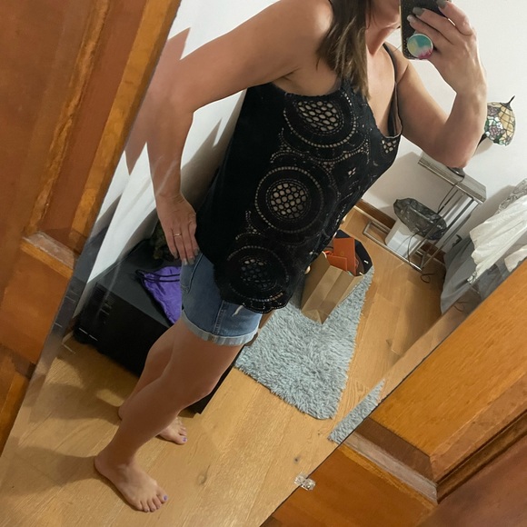 INC Black Lace Spaghetti Strap Top - Picture 7 of 8